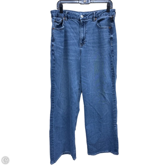 Jeans Wide Leg By American Eagle In Blue Denim, Size: 14