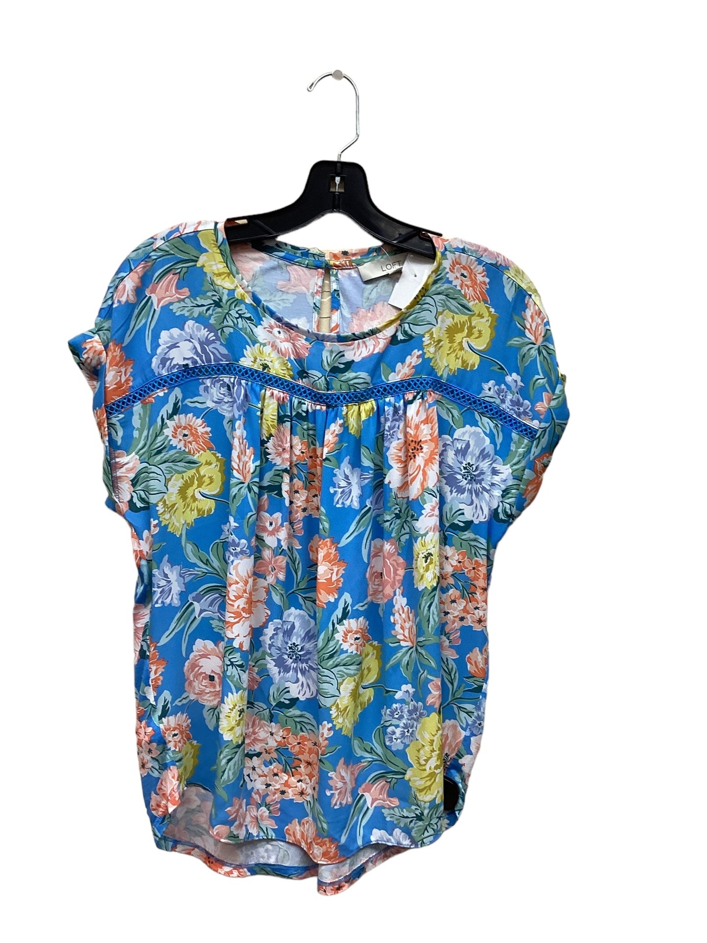 Floral Print Top Short Sleeve Loft, Size S