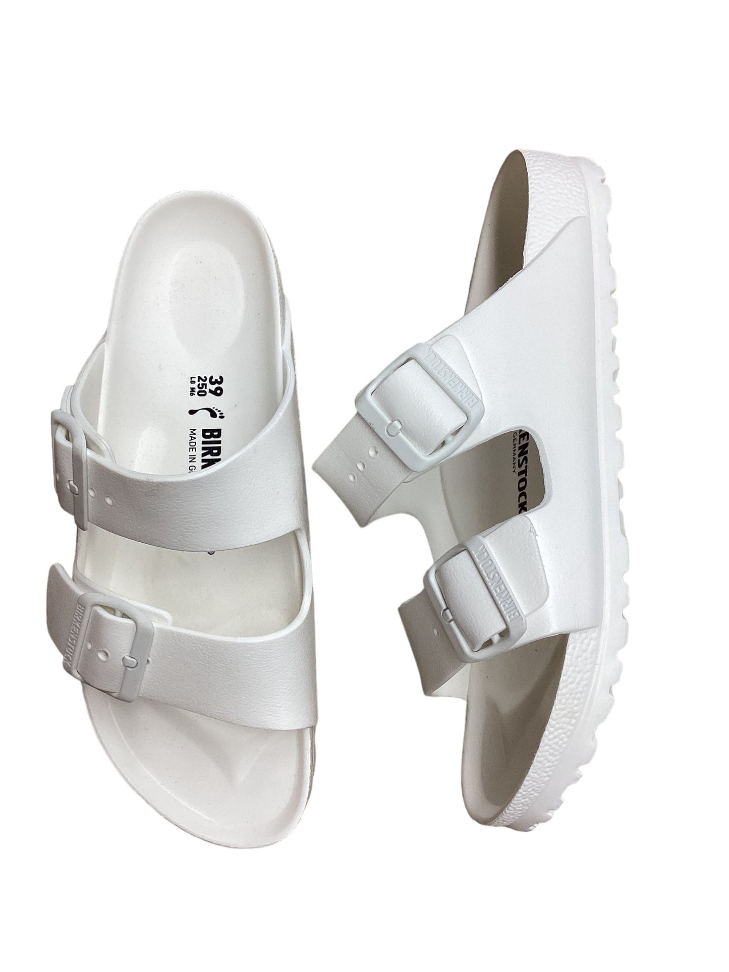 White Sandals Flats Birkenstock, Size 10