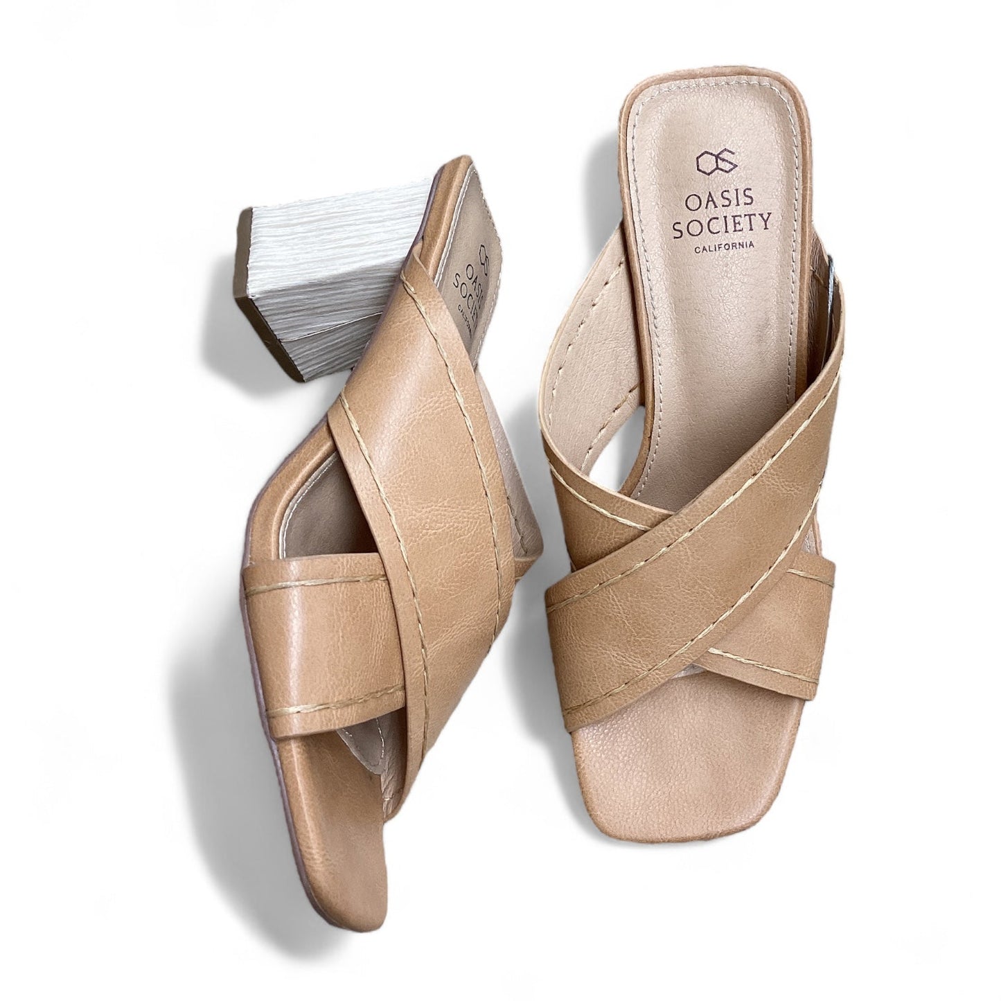 Shoes Heels Block By Clothes Mentor In Tan, Size: 7.5