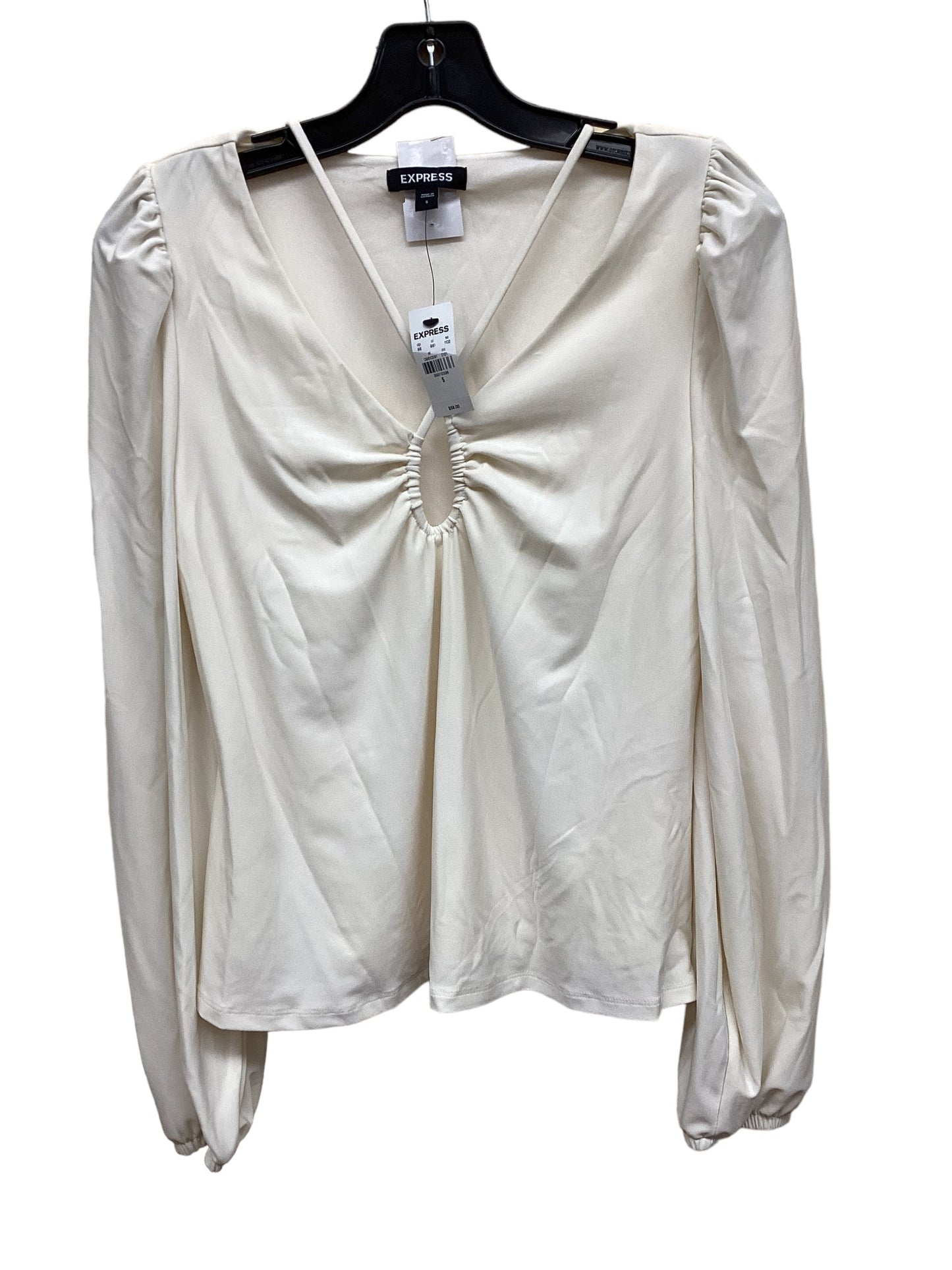 Top Long Sleeve By Express In White, Size: S