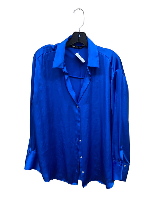 Top Long Sleeve By Zara In Blue, Size: L