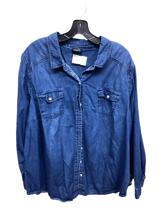 Top Long Sleeve By Torrid In Blue Denim, Size: L