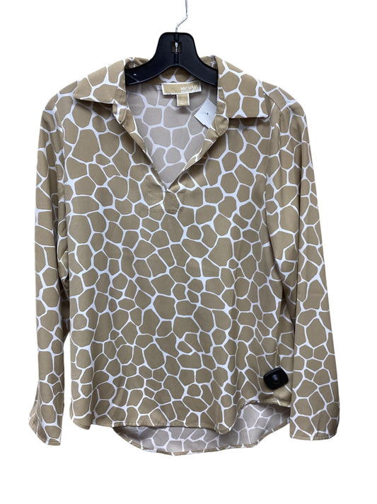 Top Long Sleeve By Michael Kors In Tan & White, Size: Xs