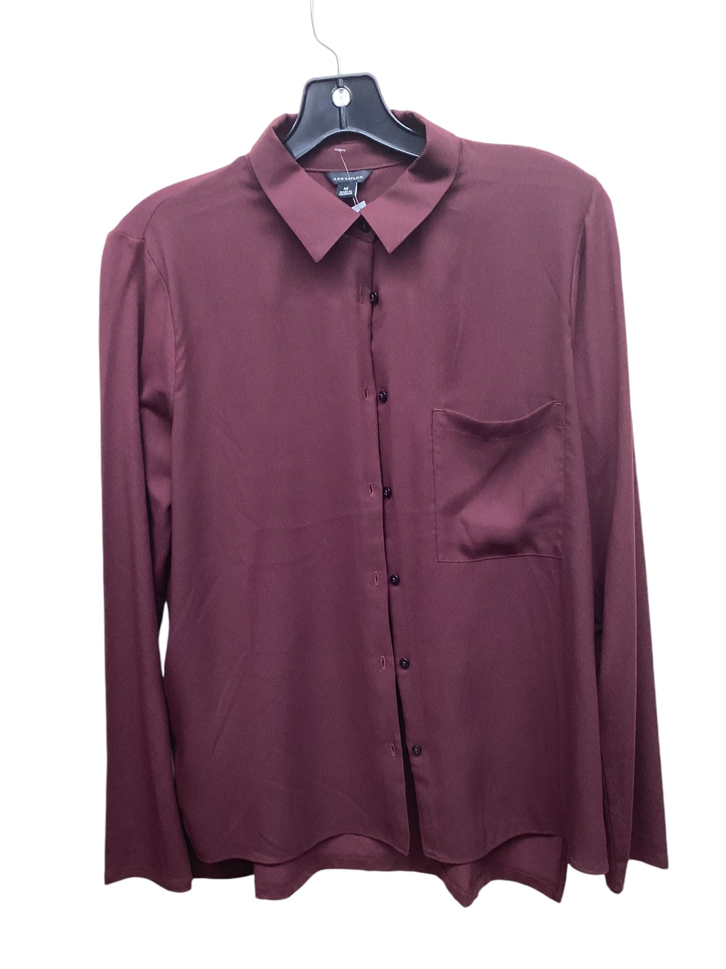 Top Long Sleeve By Ann Taylor In Maroon, Size: M