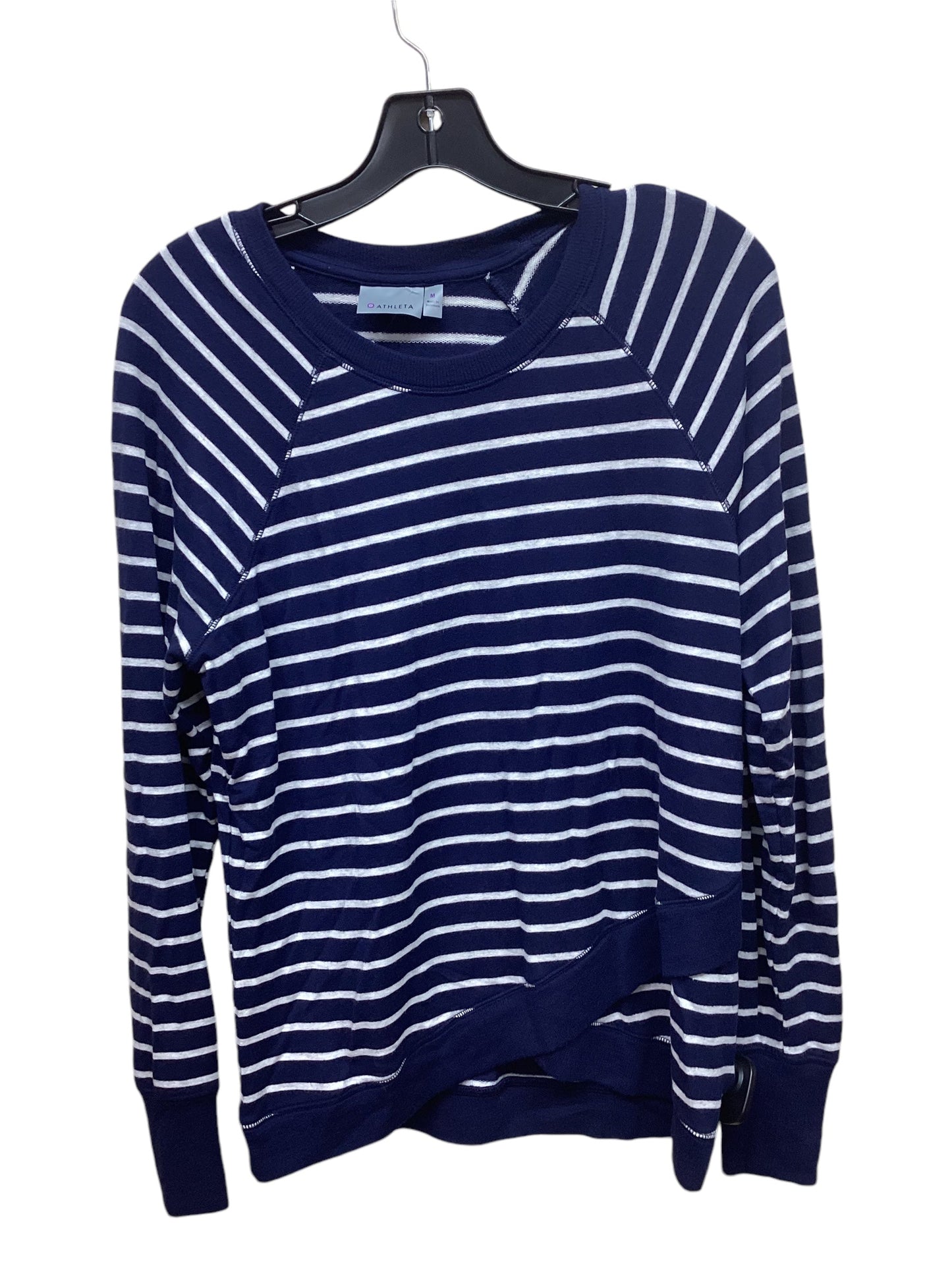 Athletic Top Long Sleeve Crewneck By Athleta In Striped Pattern, Size: M