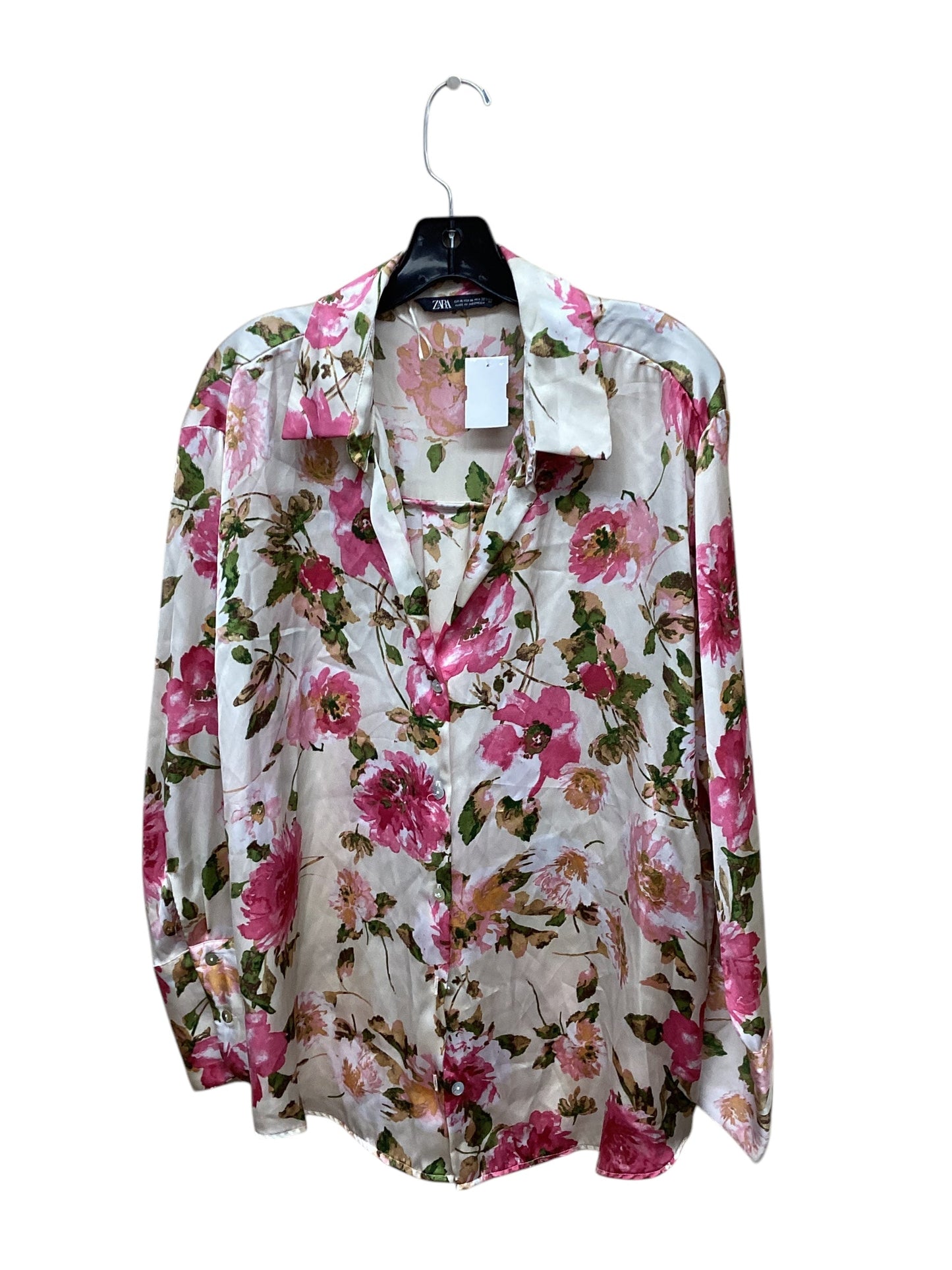 Top LS By Zara In Floral Print, Size: Xl