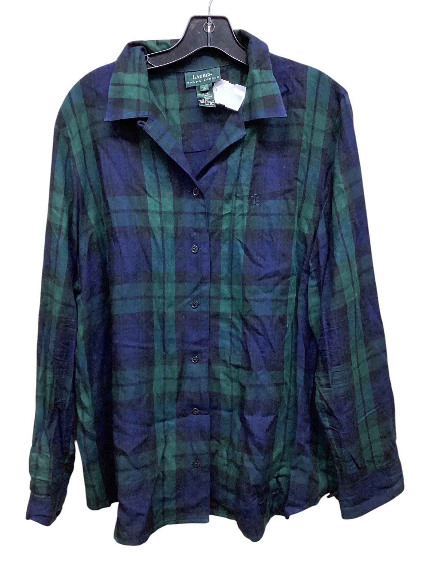 Top Long Sleeve By Ralph Lauren In Plaid Pattern, Size: 1x