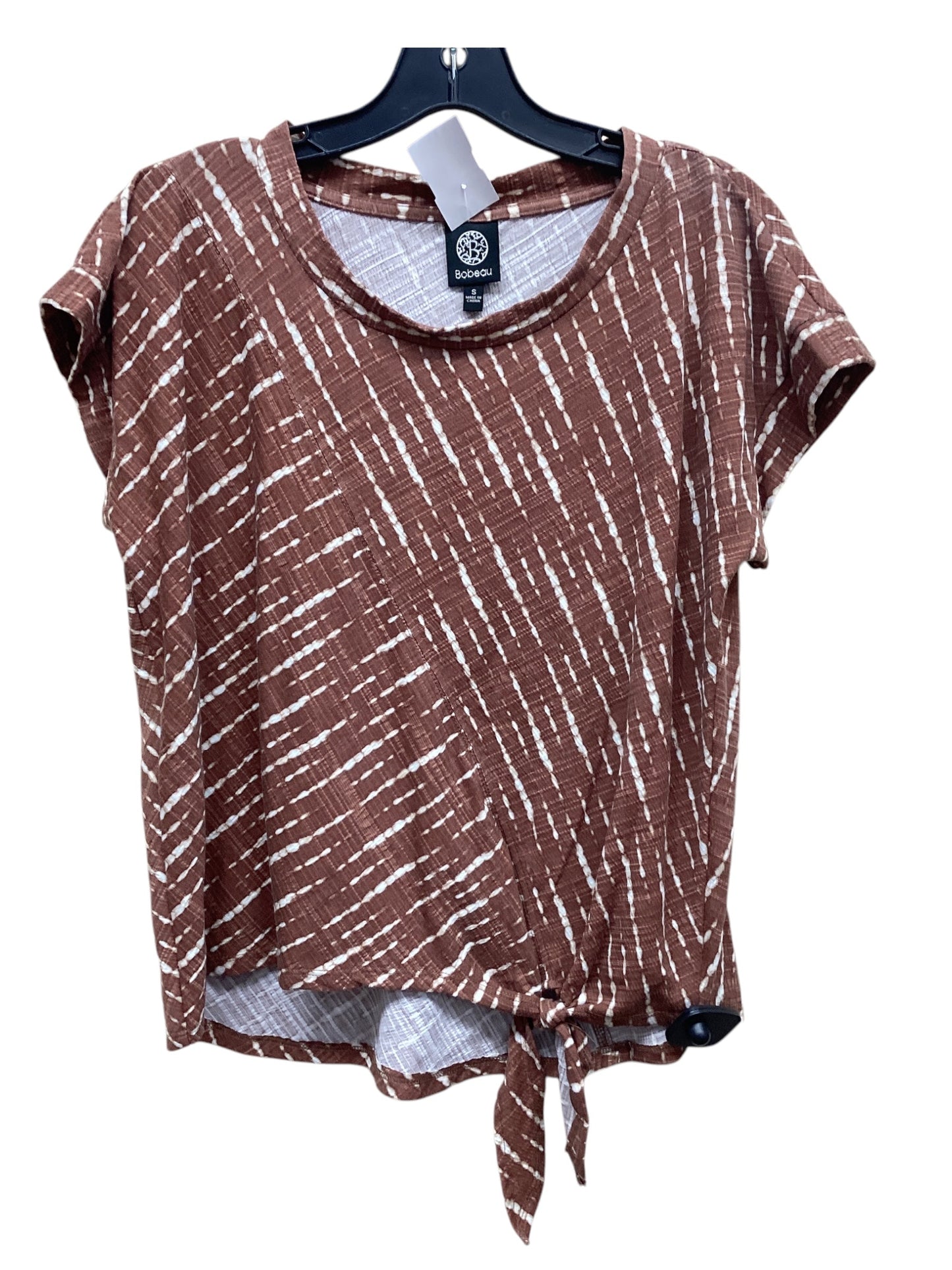 Top Short Sleeve By Bobeau In Brown, Size: S