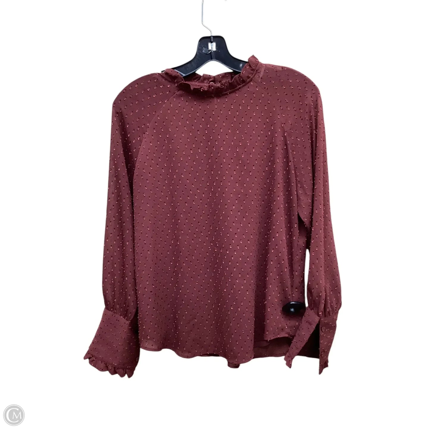 Top Long Sleeve By Ann Taylor In Maroon, Size: S