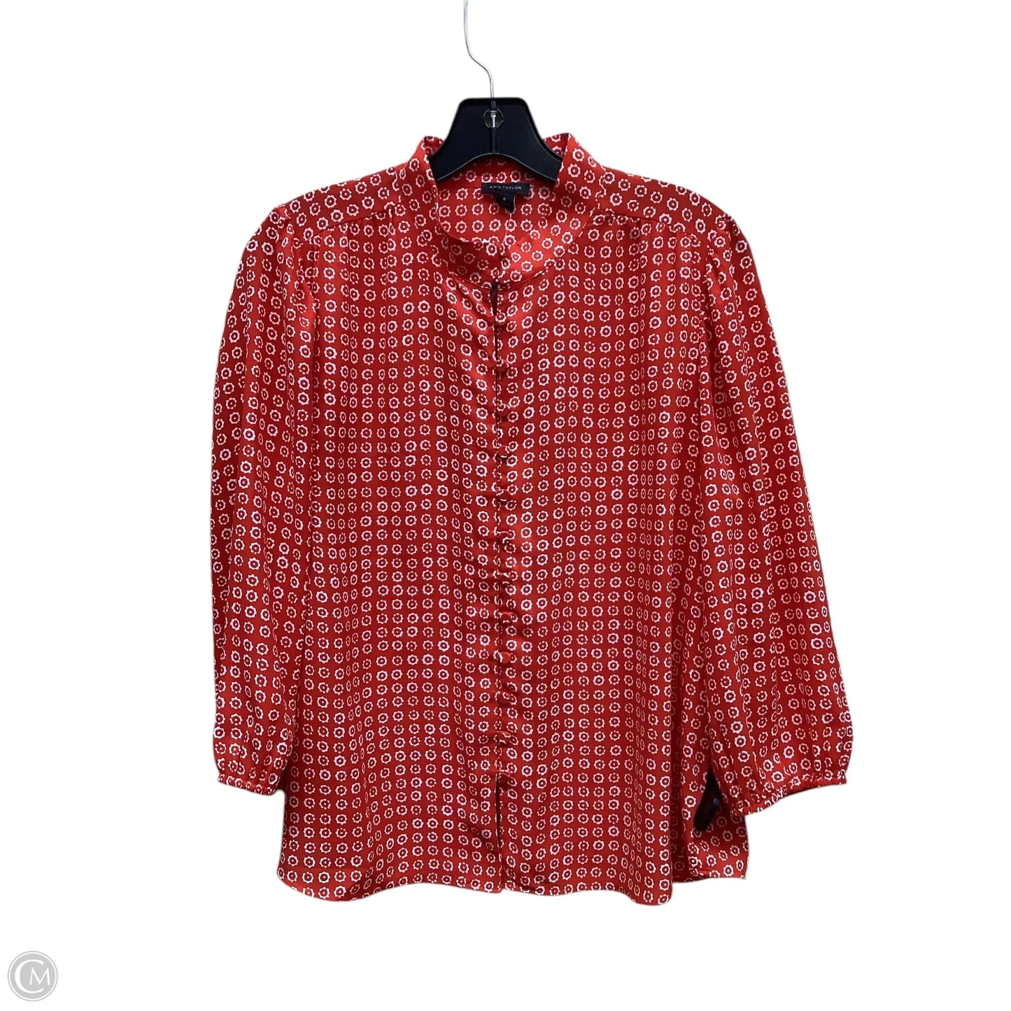 Top Long Sleeve By Ann Taylor In Red & White, Size: M