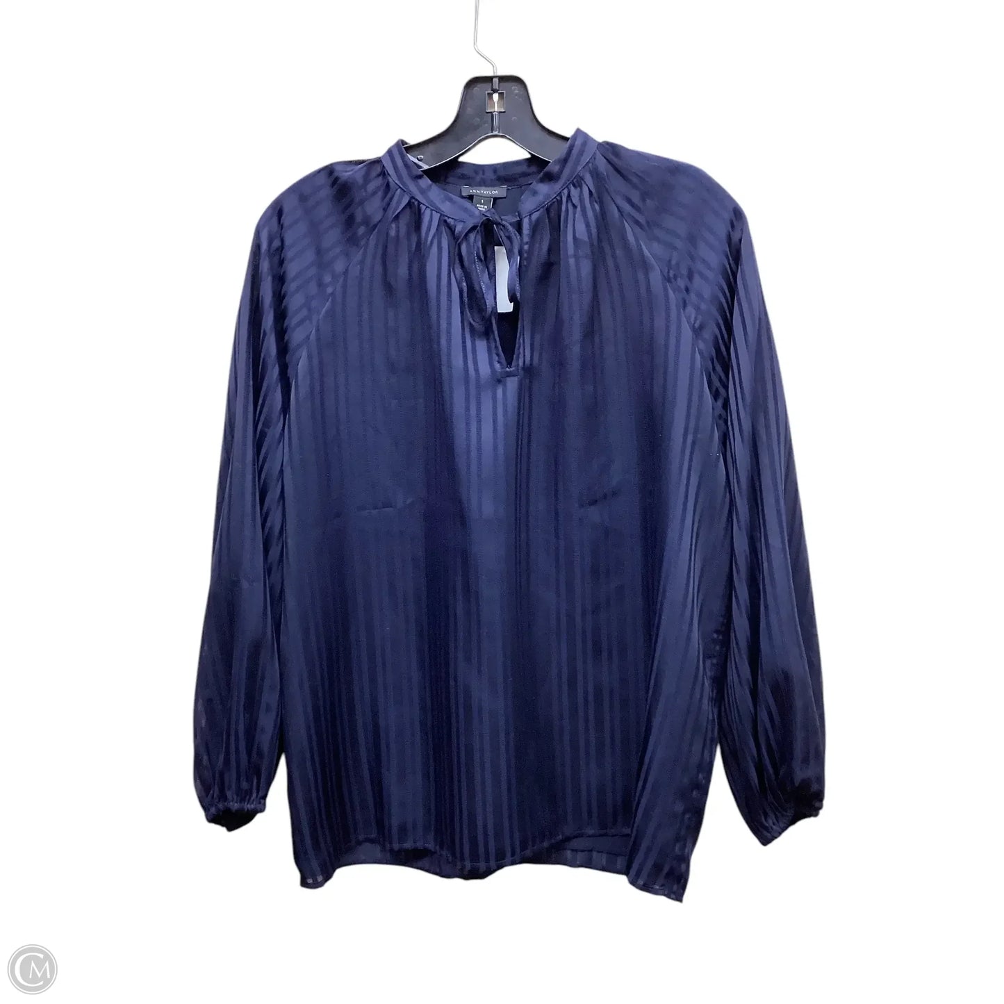 Top Long Sleeve By Ann Taylor In Navy, Size: S