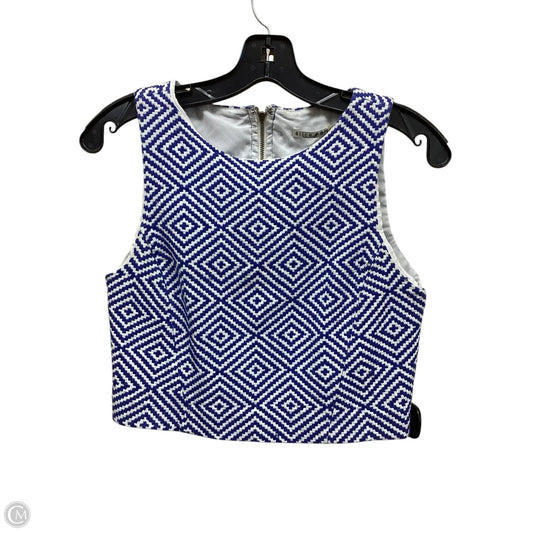 Top Sleeveless Designer By Alice + Olivia In Blue & White, Size: M