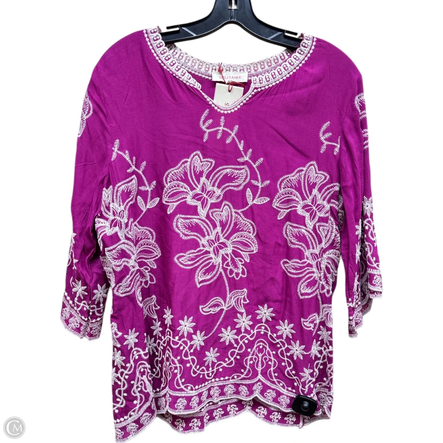 Top Long Sleeve By Solitaire In Purple, Size: M