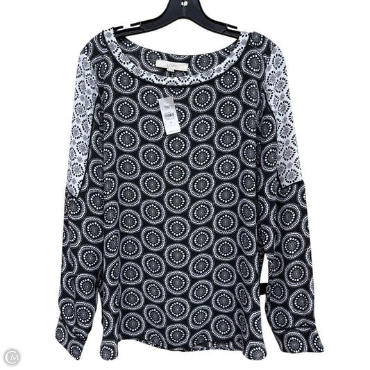 Top Long Sleeve By Loft In Black & White, Size: M
