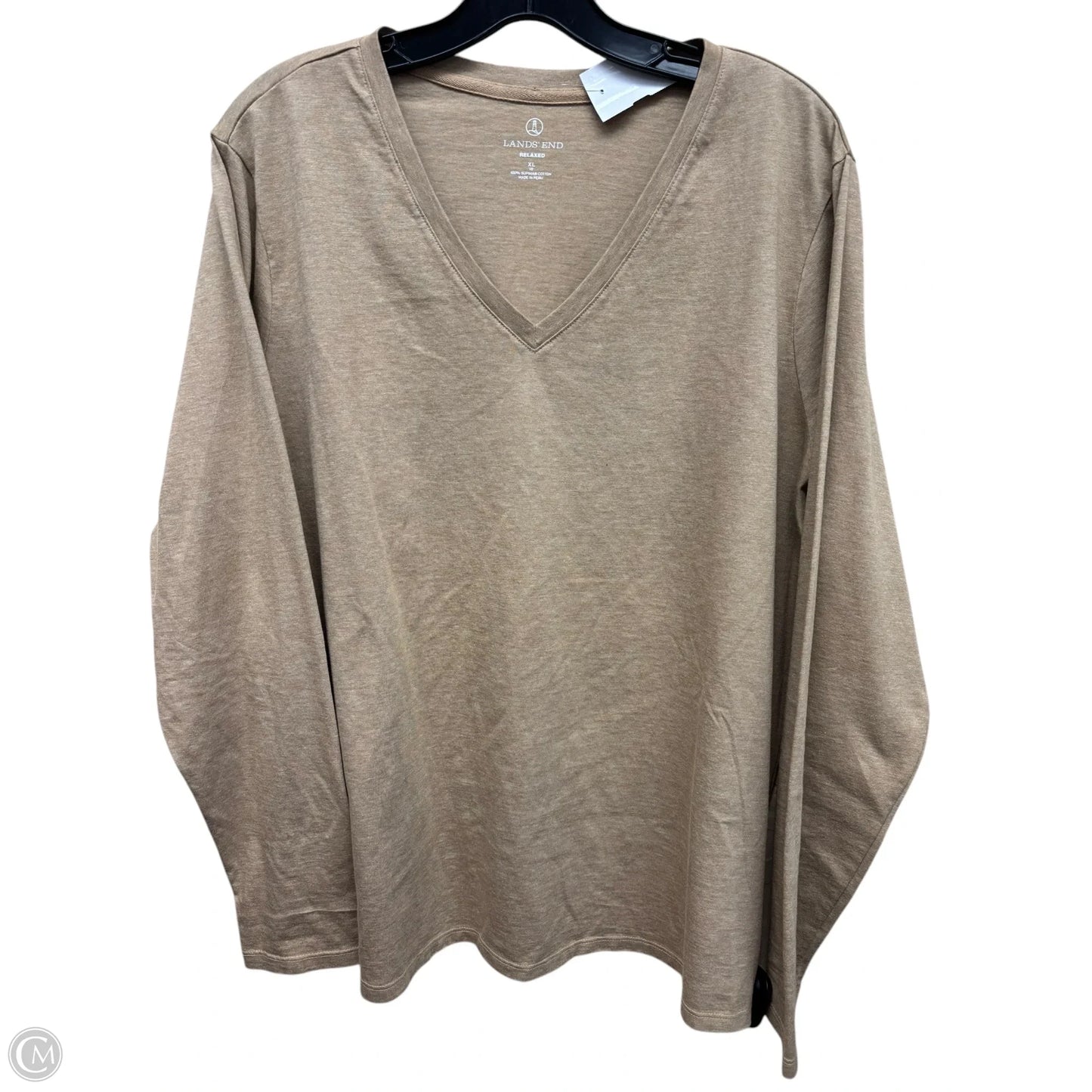 Top Long Sleeve By Lands End In Tan, Size: Xl