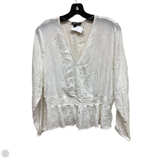 Top Long Sleeve By Express In White, Size: Xl