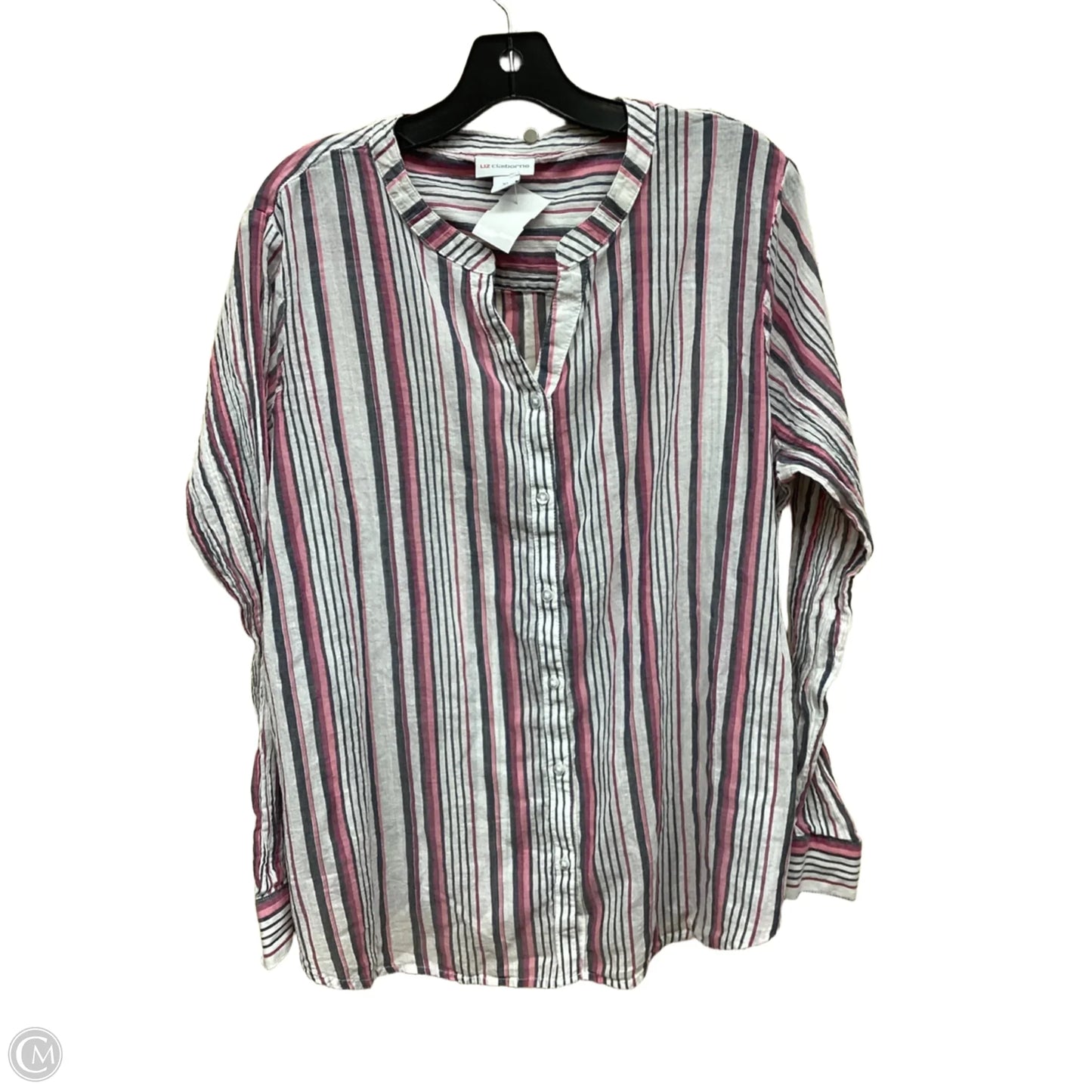 Top Long Sleeve By Liz Claiborne In Striped Pattern, Size: Xl