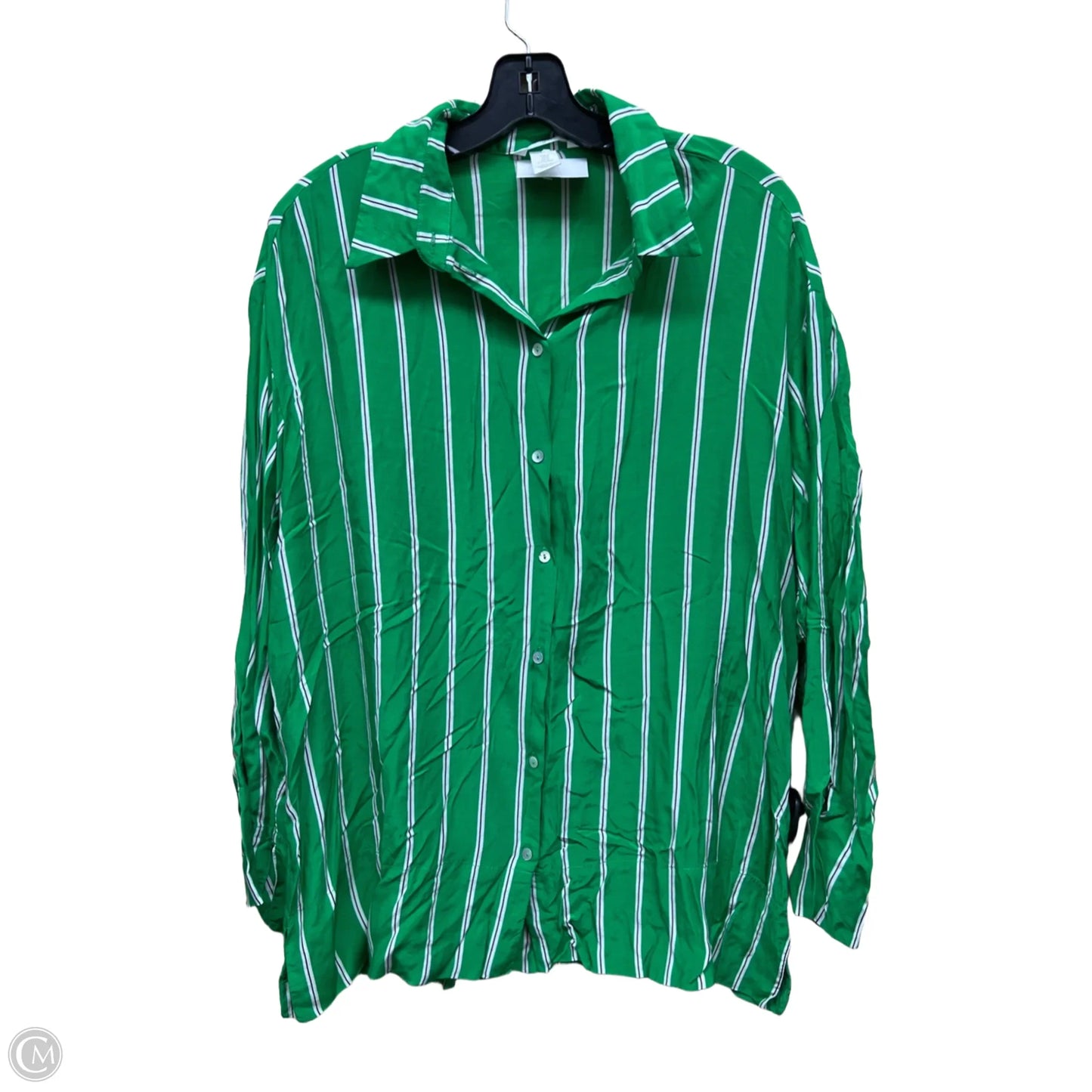 Top Long Sleeve By H&m In Green, Size: M