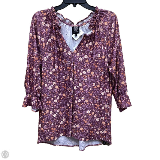 Top Long Sleeve By Bobeau In Floral Print, Size: S