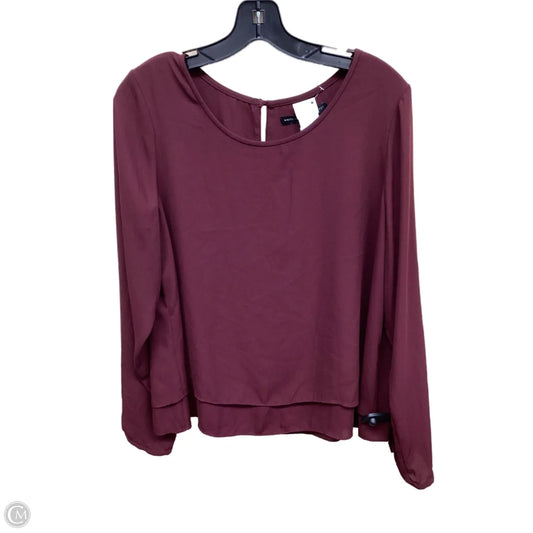 Top Long Sleeve By White House Black Market In Maroon, Size: L