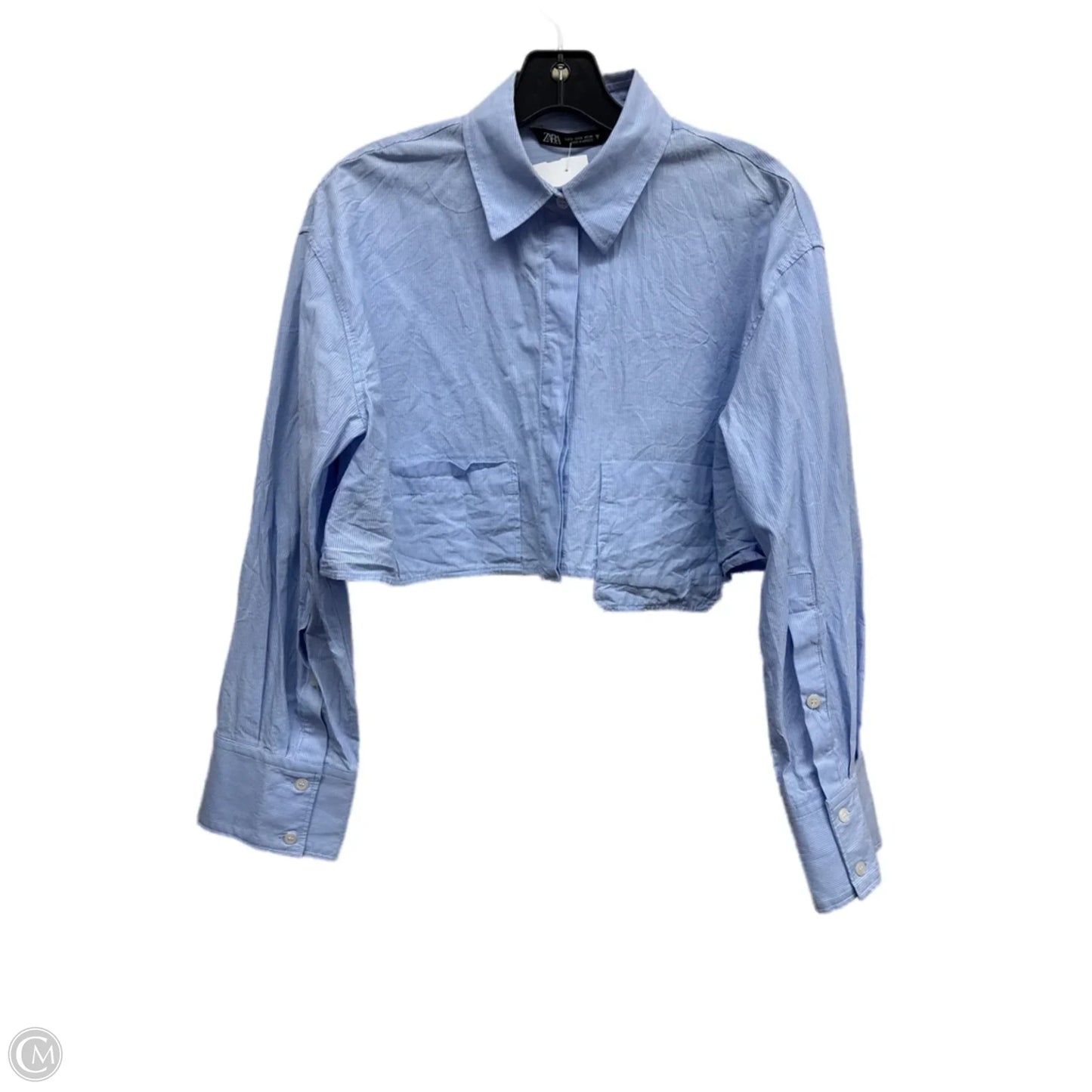 Top Long Sleeve By Zara In Blue, Size: S