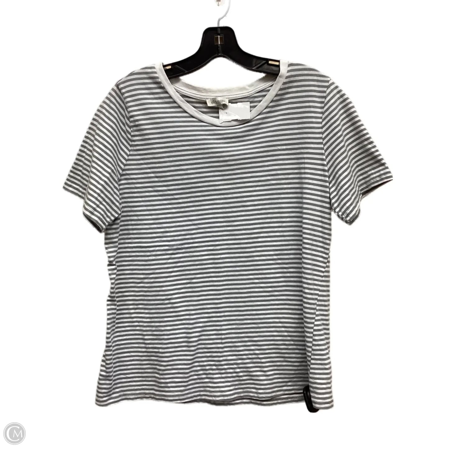 Top Short Sleeve By Ella Moss In Striped Pattern, Size: L