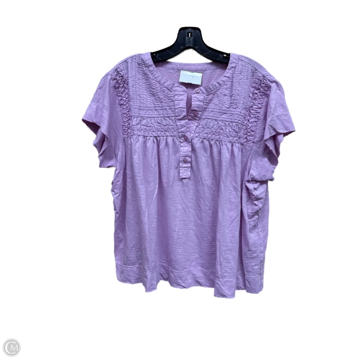 Top Short Sleeve By Loft In Purple, Size: L