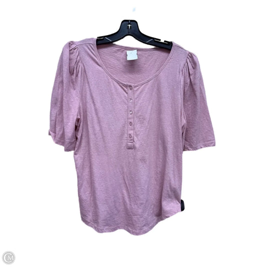 Top Short Sleeve By Anthropologie In Pink, Size: Xl