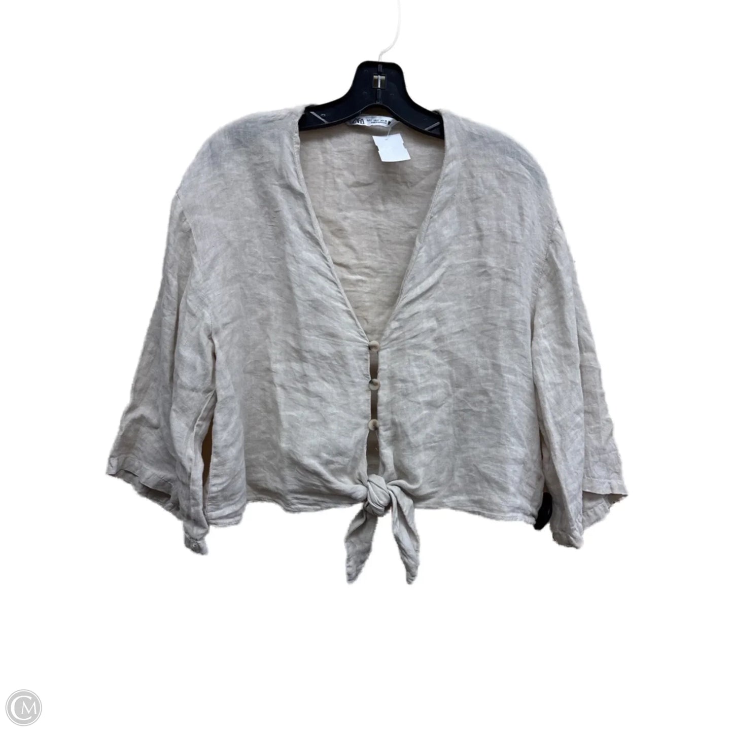 Top Long Sleeve By Zara In Tan, Size: S