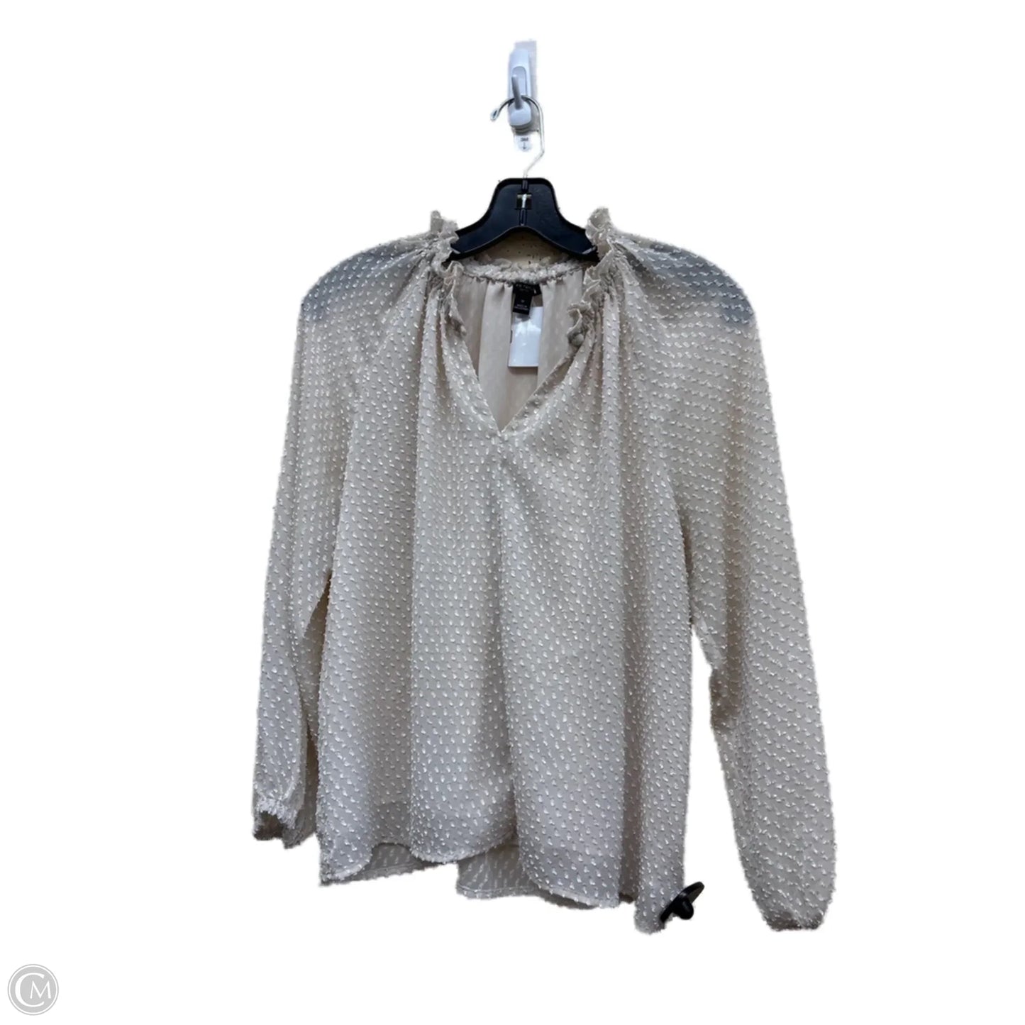 Top Long Sleeve By Ann Taylor In Tan, Size: S