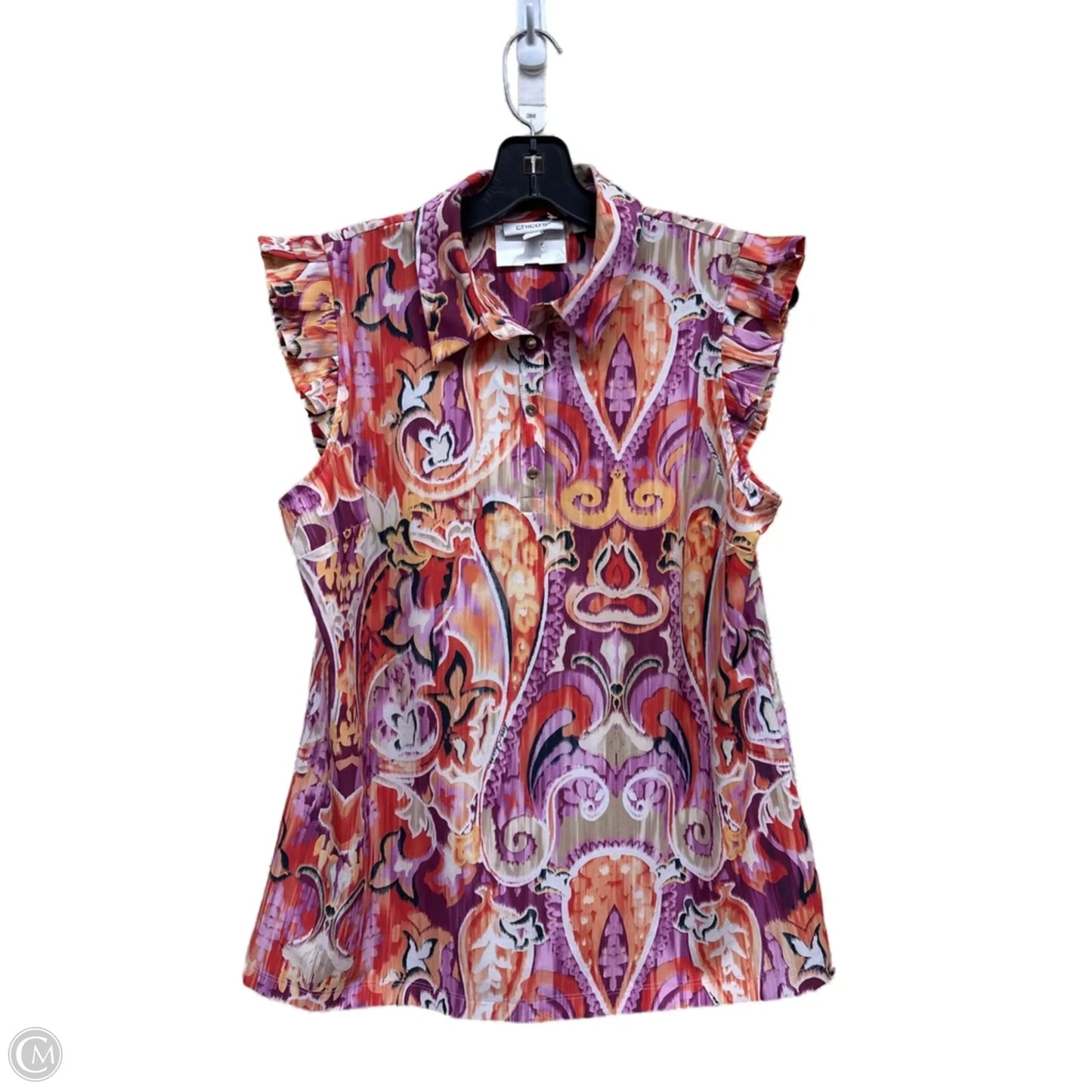 Top Short Sleeve By Chicos In Multi-colored, Size: S