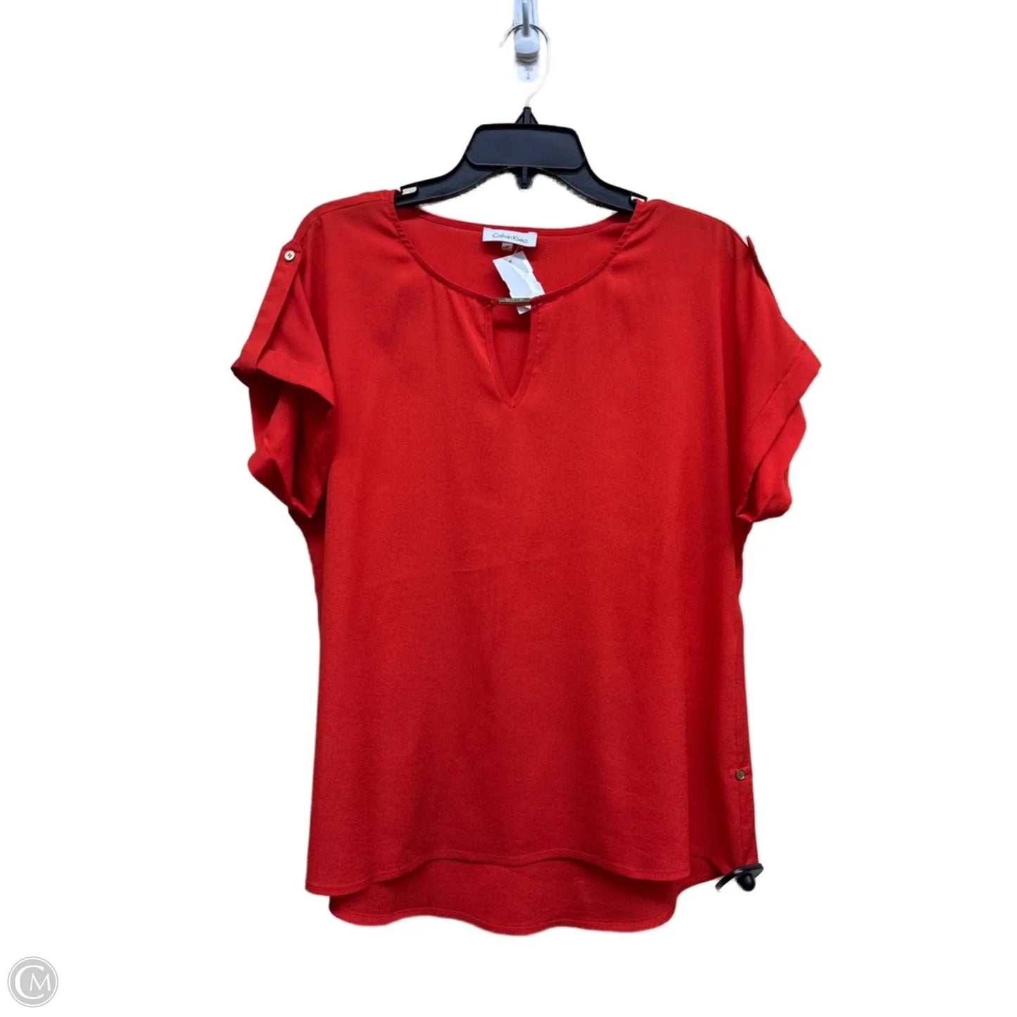 Top Short Sleeve By Calvin Klein In Orange, Size: M