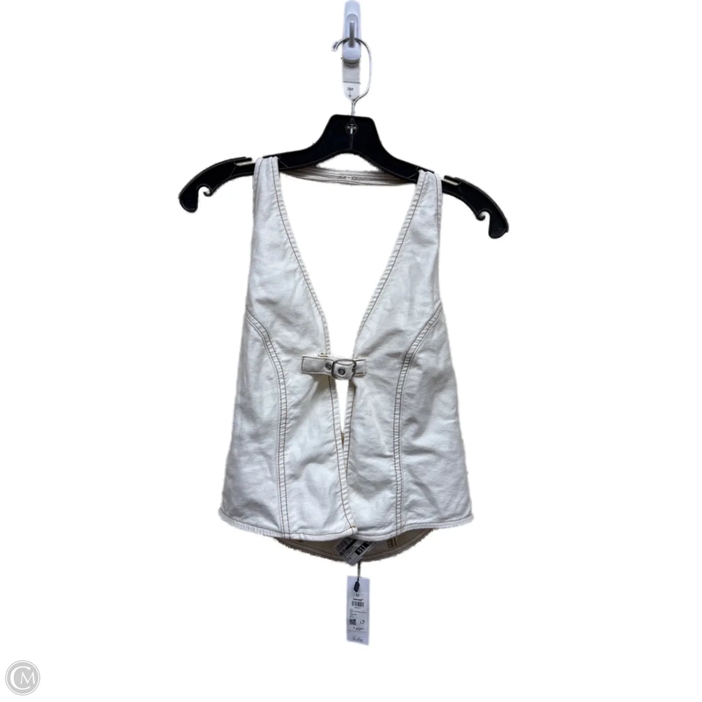 Top Sleeveless By Garage In White Denim, Size: M