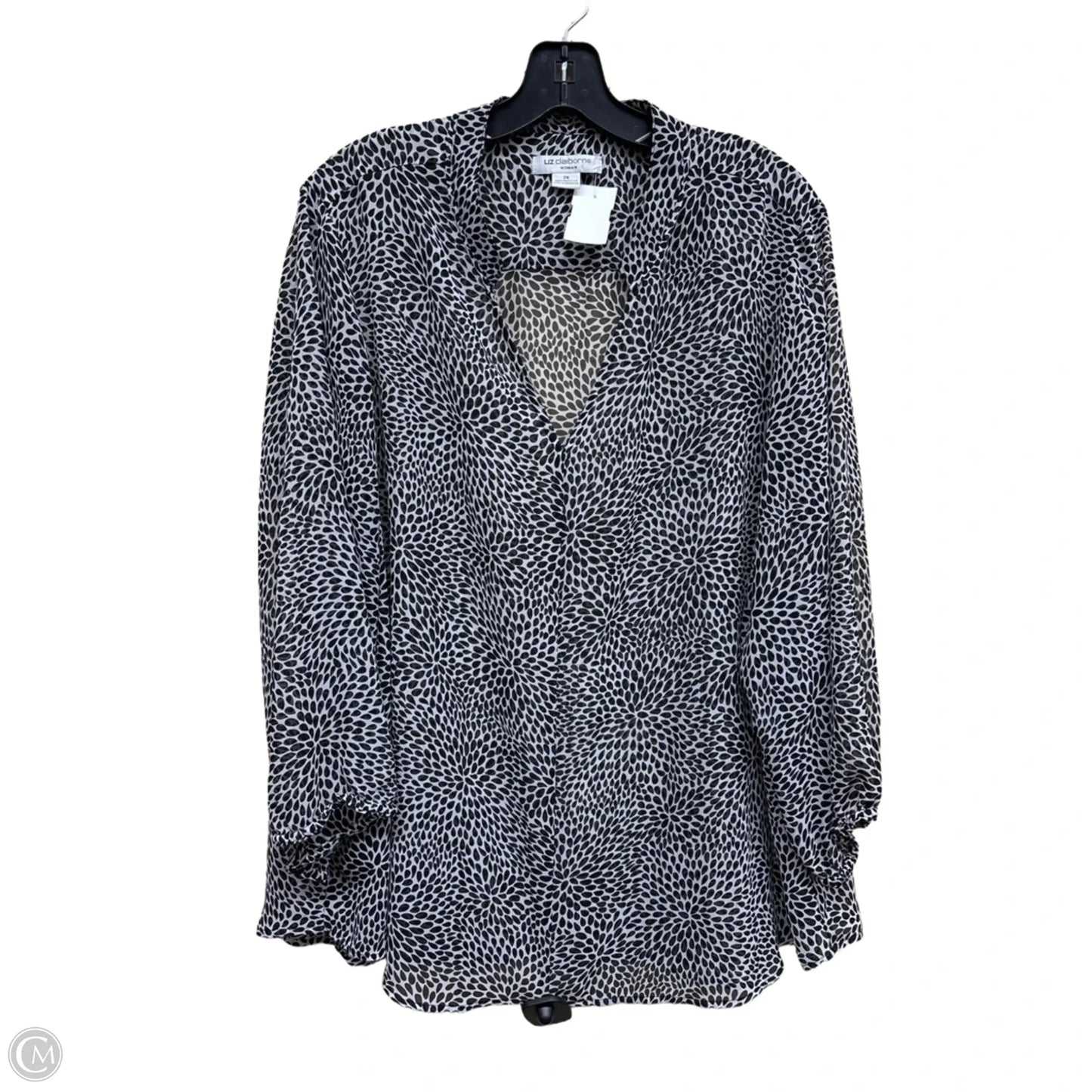 Top Long Sleeve By Liz Claiborne In Black & White, Size: 2x