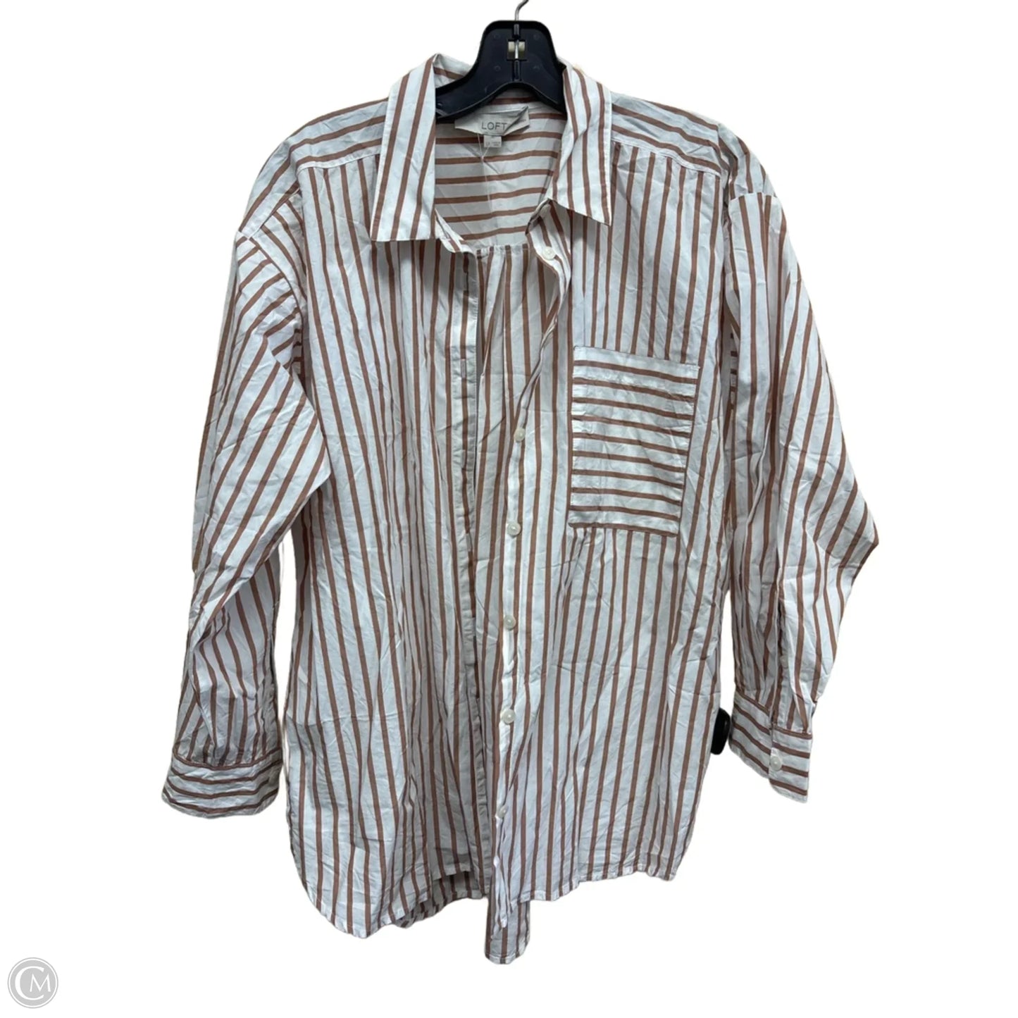 Top Long Sleeve By Loft In Striped Pattern, Size: L