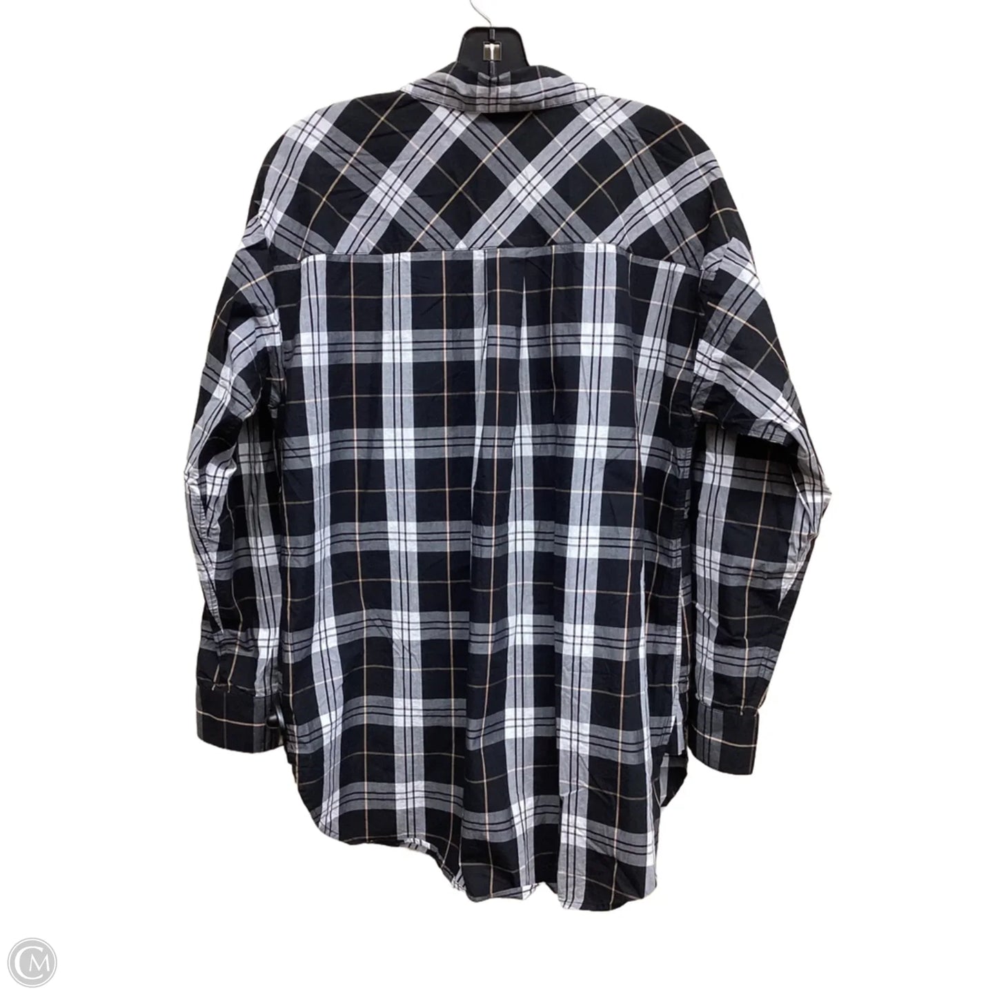 Top Long Sleeve By Loft In Plaid Pattern, Size: M