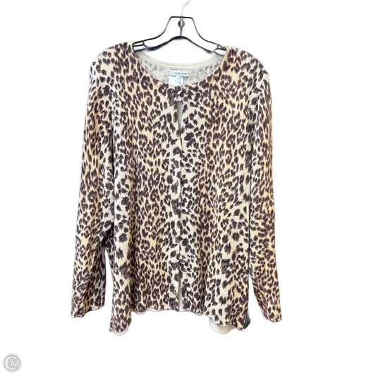Sweater Cardigan By Croft And Barrow In Animal Print, Size: 2x