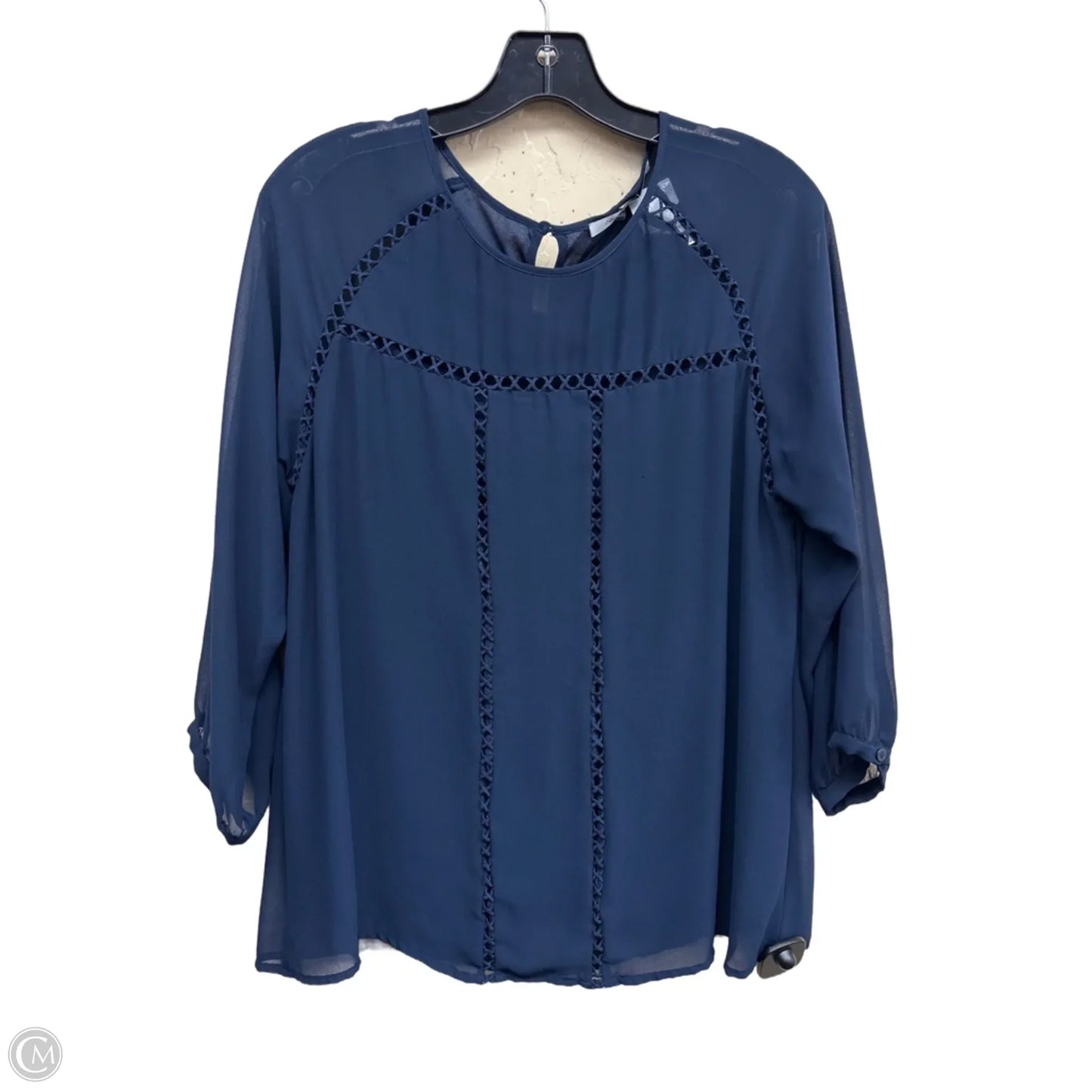 Top Long Sleeve By Collective Concepts In Blue, Size: M