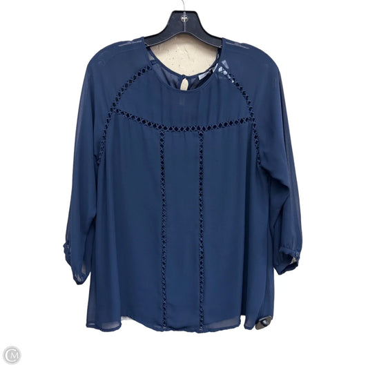 Top Long Sleeve By Collective Concepts In Blue, Size: M