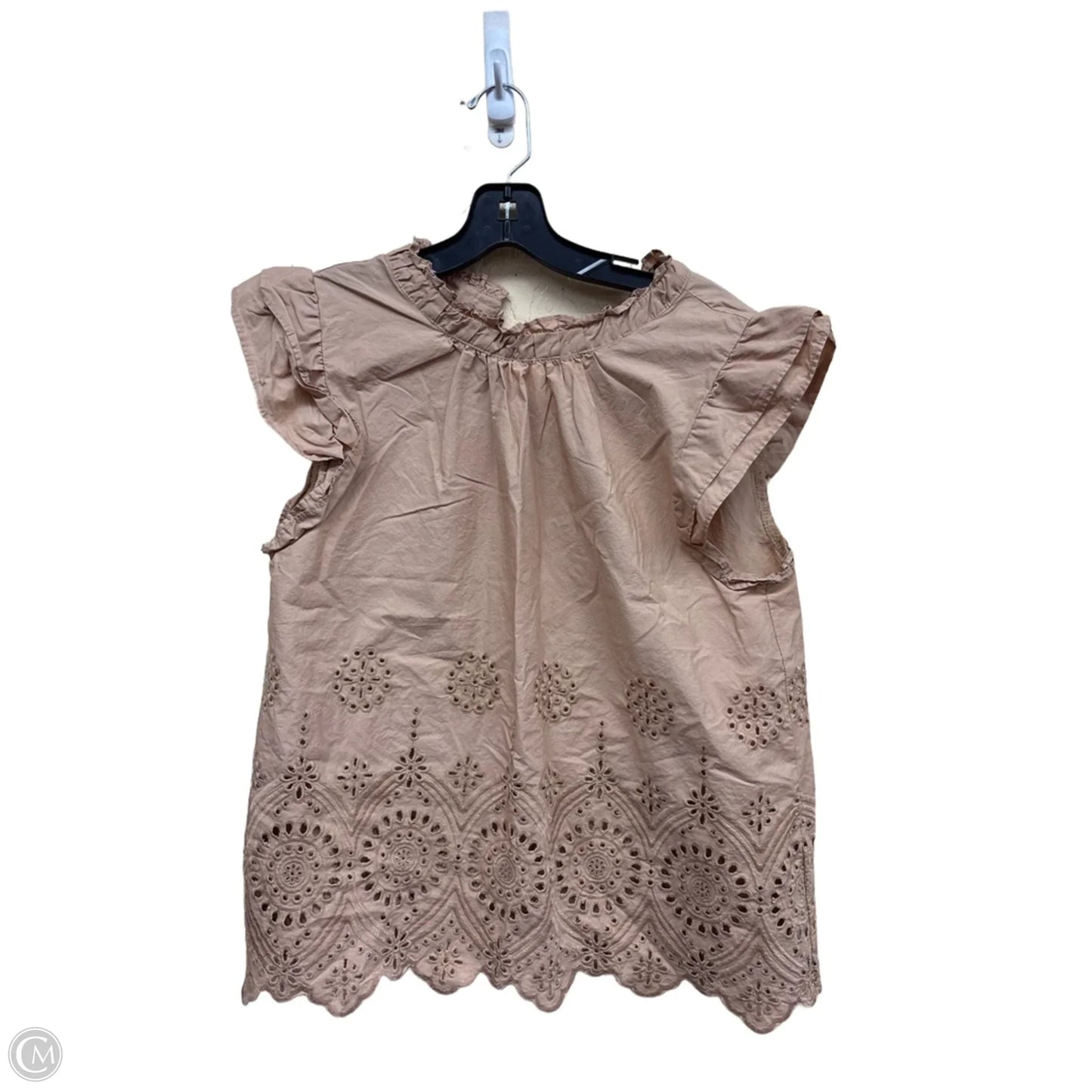 Top Short Sleeve By Moon River In Tan, Size: L