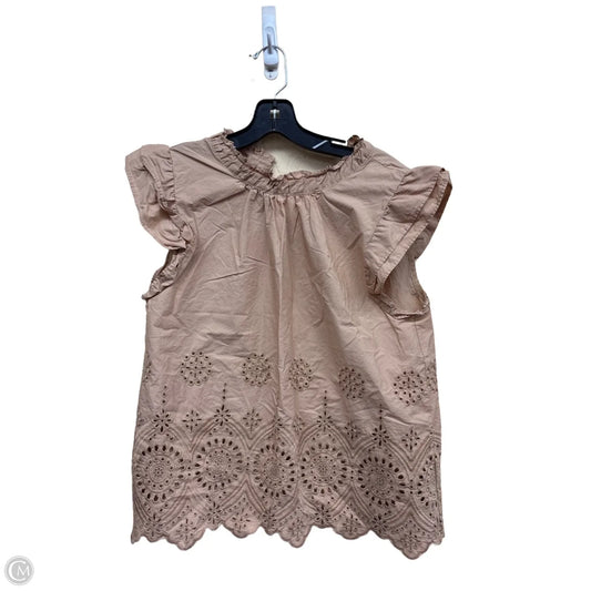 Top Short Sleeve By Moon River In Tan, Size: L
