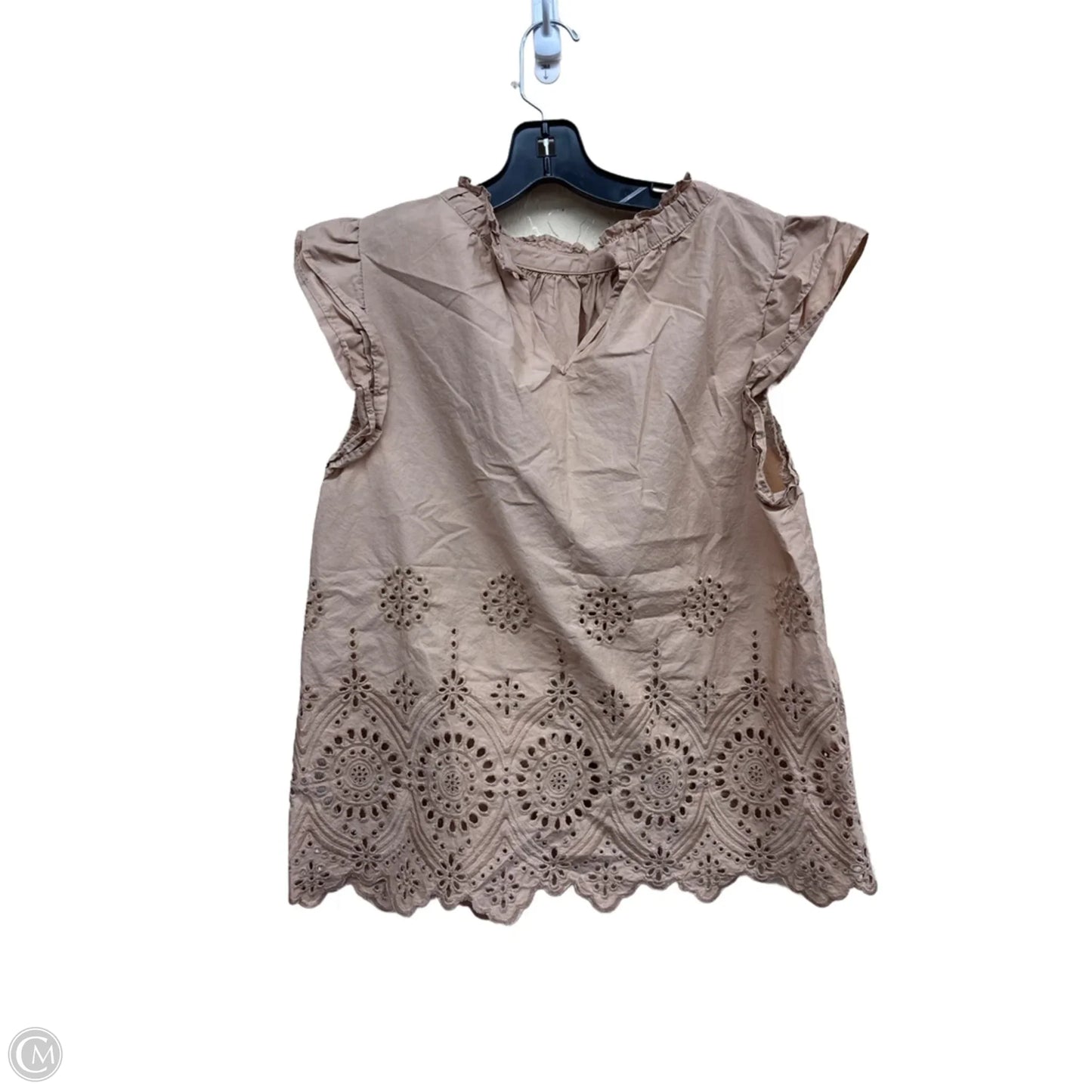 Top Short Sleeve By Moon River In Tan, Size: L