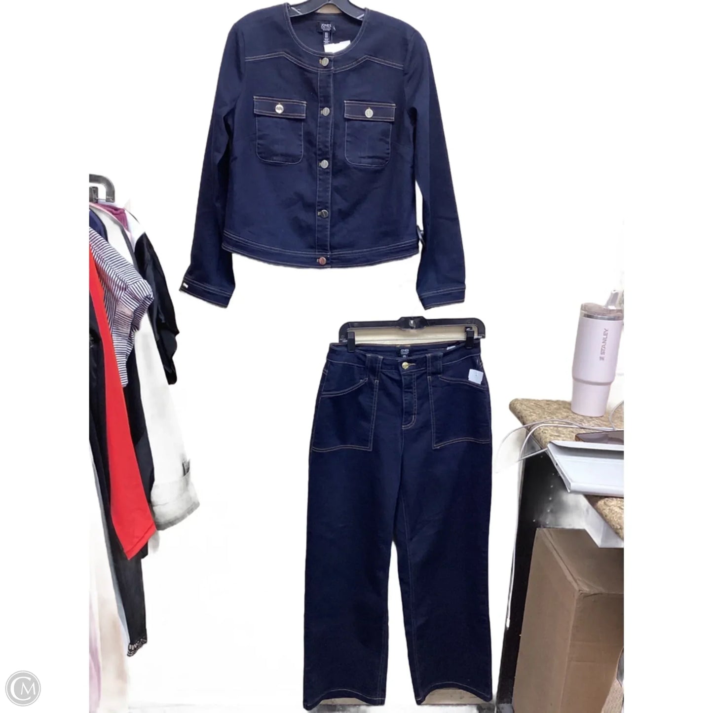 Pants Set 2pc By Jones New York In Blue Denim, Size: S