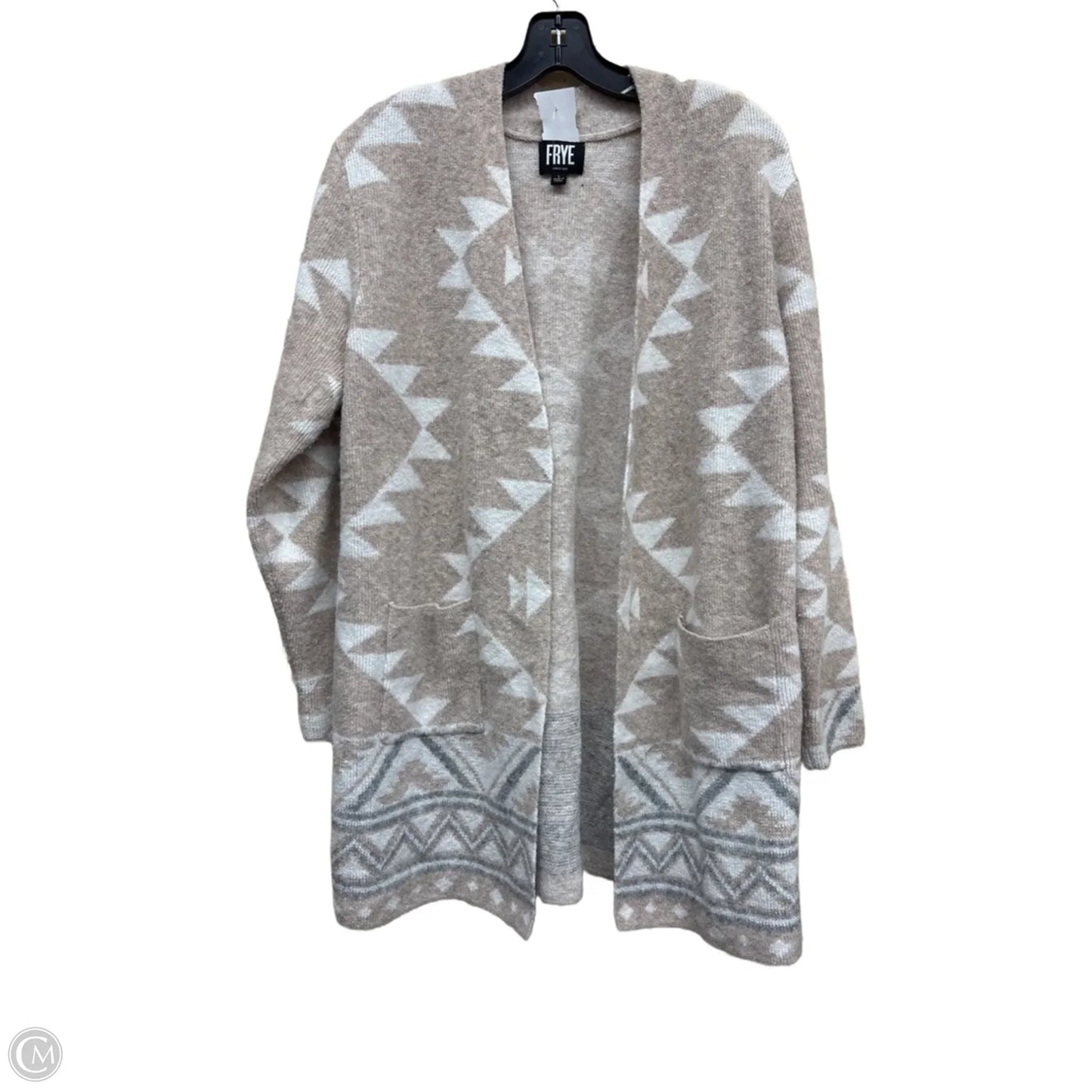 Sweater Cardigan Designer By Frye In Tan, Size: L