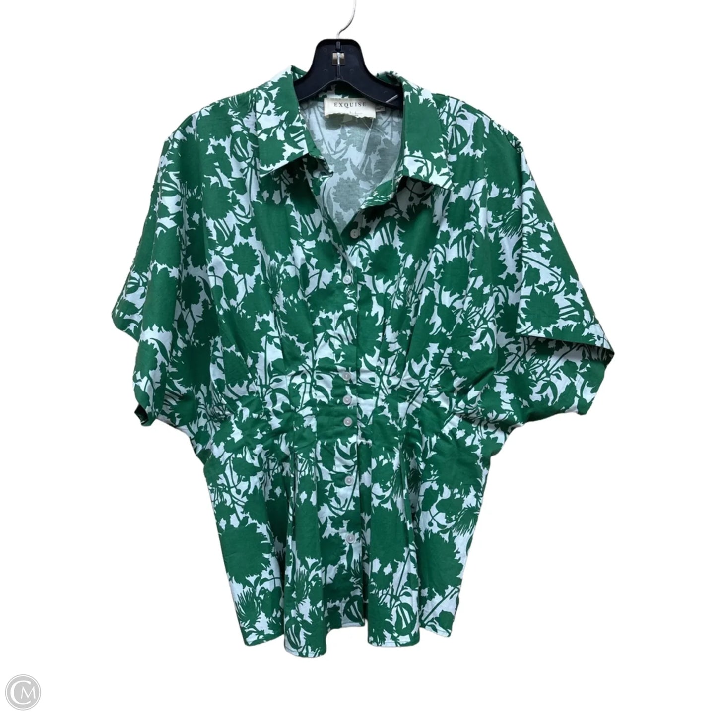 Top Short Sleeve By Anthropologie In Green, Size: L