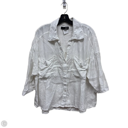 Top Long Sleeve By Kut In White, Size: L