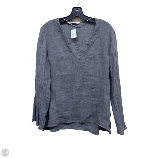 Top Long Sleeve By Zara In Grey, Size: M