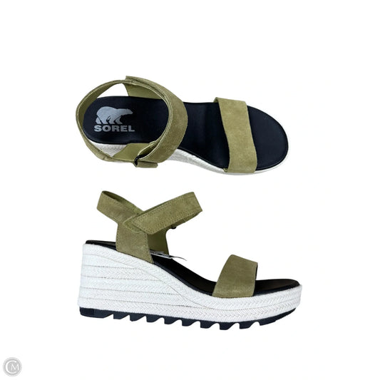 Shoes Heels Wedge By Sorel In Green, Size: 7.5