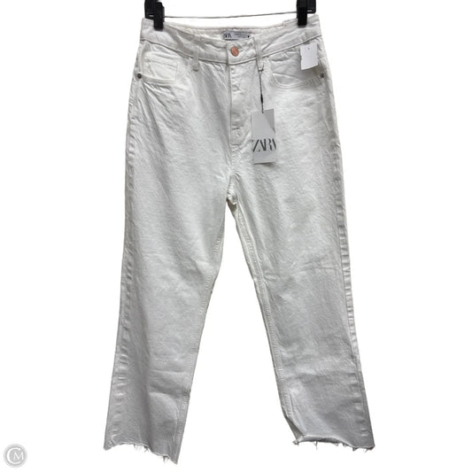 Jeans Straight By Zara In White Denim, Size: 8